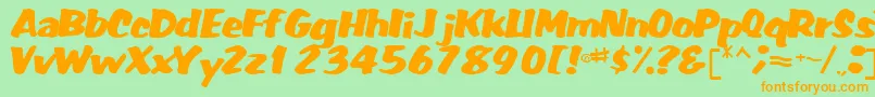 FatRegularTtnorm-Schriftart – Orangefarbene Schriften auf grünem Hintergrund