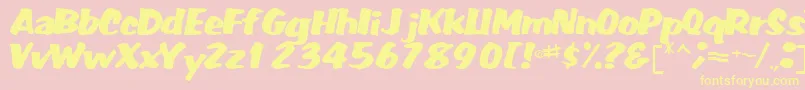 FatRegularTtnorm-fontti – keltaiset fontit vaaleanpunaisella taustalla
