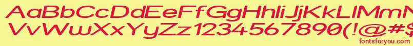 Strexpi-Schriftart – Rote Schriften auf gelbem Hintergrund