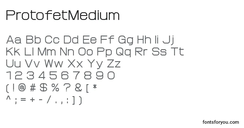 Schriftart ProtofetMedium – Alphabet, Zahlen, spezielle Symbole