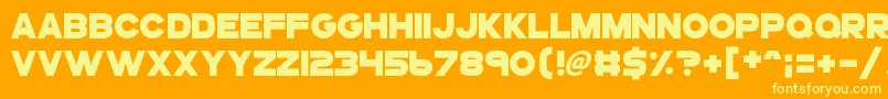 Gogoposterpunch-Schriftart – Gelbe Schriften auf orangefarbenem Hintergrund