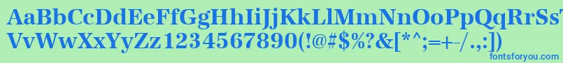 フォントUrwantiquatnarBold – 青い文字は緑の背景です。