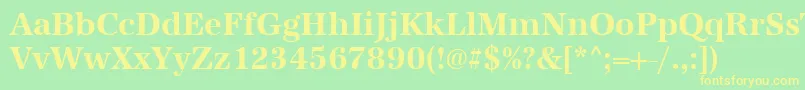 UrwantiquatnarBold-fontti – keltaiset fontit vihreällä taustalla