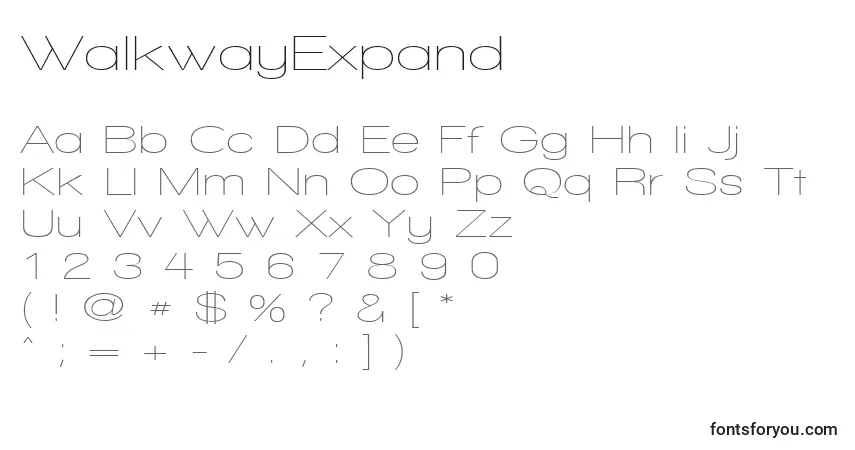 Czcionka WalkwayExpand – alfabet, cyfry, specjalne znaki
