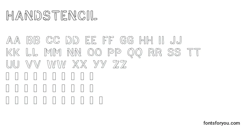 A fonte HandStencil – alfabeto, números, caracteres especiais