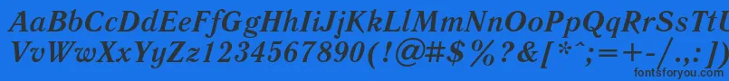 Czcionka LiteraturnayaBoldItalic – czarne czcionki na niebieskim tle