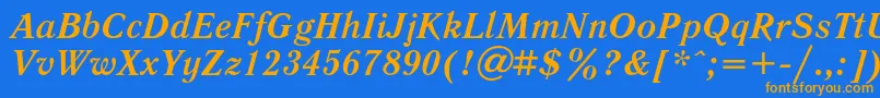 Czcionka LiteraturnayaBoldItalic – pomarańczowe czcionki na niebieskim tle