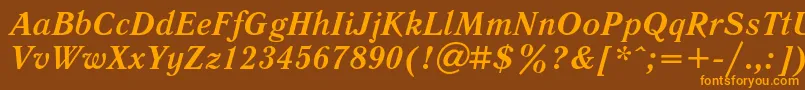 LiteraturnayaBoldItalic Font – Orange Fonts on Brown Background