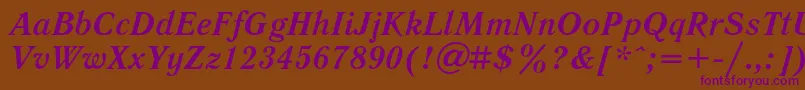 LiteraturnayaBoldItalic Font – Purple Fonts on Brown Background