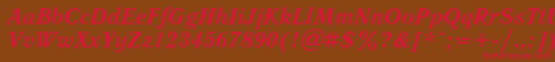 LiteraturnayaBoldItalic-Schriftart – Rote Schriften auf braunem Hintergrund