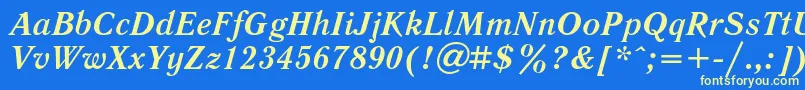 Czcionka LiteraturnayaBoldItalic – żółte czcionki na niebieskim tle