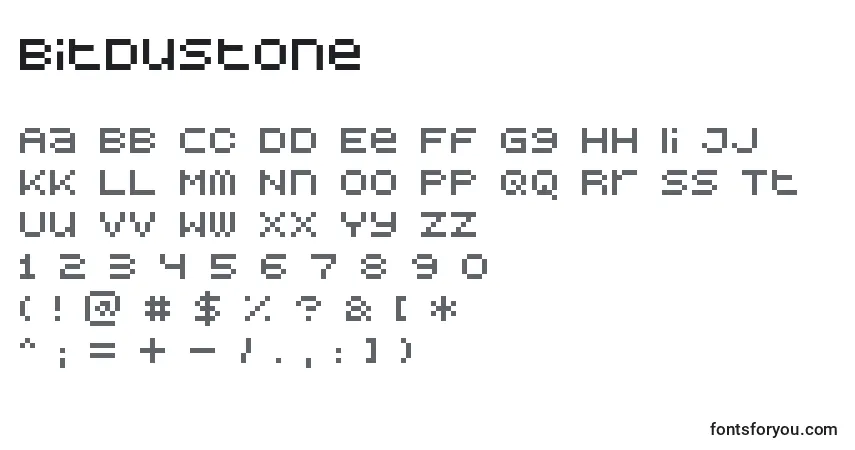 A fonte BitdustOne – alfabeto, números, caracteres especiais