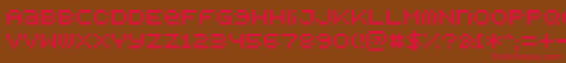 フォントBitdustOne – 赤い文字が茶色の背景にあります。