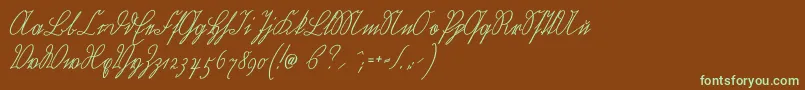 Wiegelkurrentmedium-fontti – vihreät fontit ruskealla taustalla