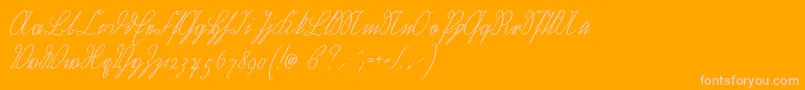 Wiegelkurrentmedium-fontti – vaaleanpunaiset fontit oranssilla taustalla
