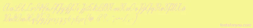 Wiegelkurrentmedium-Schriftart – Rosa Schriften auf gelbem Hintergrund