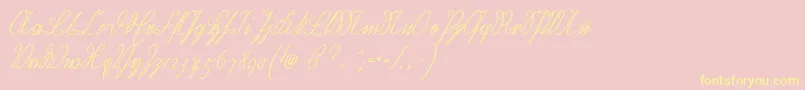 Wiegelkurrentmedium-Schriftart – Gelbe Schriften auf rosa Hintergrund