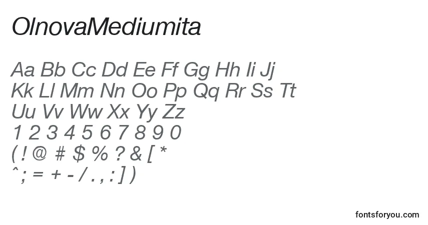 Шрифт OlnovaMediumita – алфавит, цифры, специальные символы