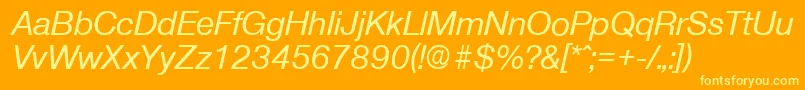 OlnovaMediumita-Schriftart – Gelbe Schriften auf orangefarbenem Hintergrund