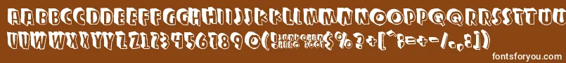Zupagargonizert-Schriftart – Weiße Schriften auf braunem Hintergrund