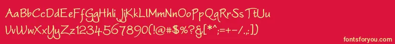 WorstveldBold-Schriftart – Gelbe Schriften auf rotem Hintergrund