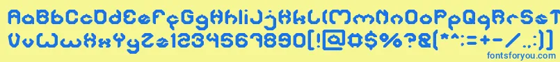 フォントBizzare – 青い文字が黄色の背景にあります。