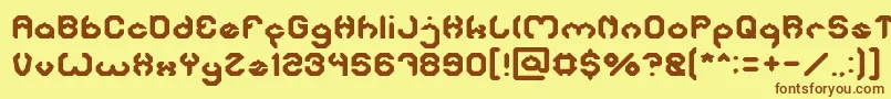 フォントBizzare – 茶色の文字が黄色の背景にあります。