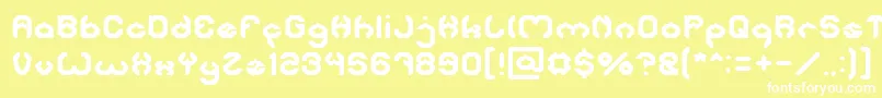 Bizzare-Schriftart – Weiße Schriften auf gelbem Hintergrund
