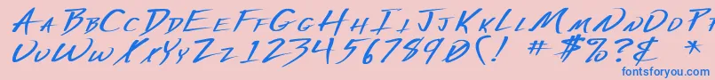 VeckerWdBold-Schriftart – Blaue Schriften auf rosa Hintergrund