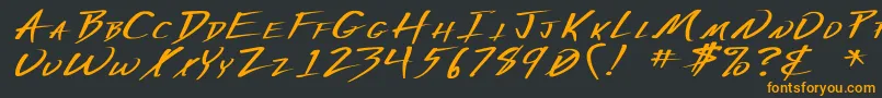 VeckerWdBold-Schriftart – Orangefarbene Schriften auf schwarzem Hintergrund