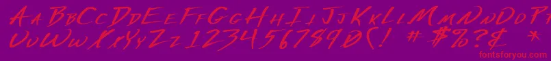 VeckerWdBold-Schriftart – Rote Schriften auf violettem Hintergrund