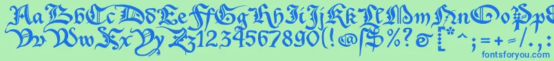 Xenippa1-Schriftart – Blaue Schriften auf grünem Hintergrund