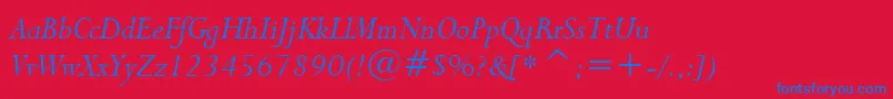 Lapidary333ItalicBt Font – Blue Fonts on Red Background