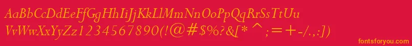 Lapidary333ItalicBt Font – Orange Fonts on Red Background