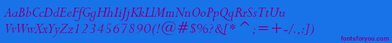 Lapidary333ItalicBt Font – Purple Fonts on Blue Background