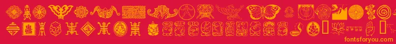 Culti-Schriftart – Orangefarbene Schriften auf rotem Hintergrund