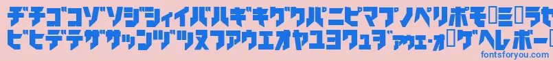 Ironkatakanablack-fontti – siniset fontit vaaleanpunaisella taustalla