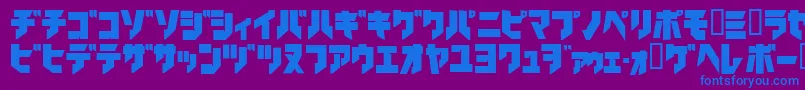 Ironkatakanablack-Schriftart – Blaue Schriften auf violettem Hintergrund
