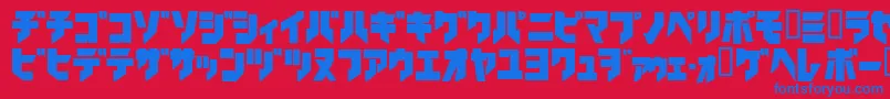 フォントIronkatakanablack – 赤い背景に青い文字