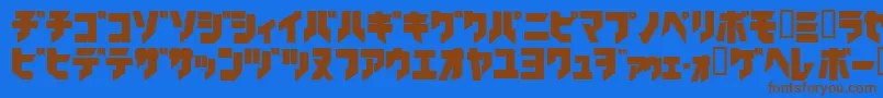 Ironkatakanablack-Schriftart – Braune Schriften auf blauem Hintergrund