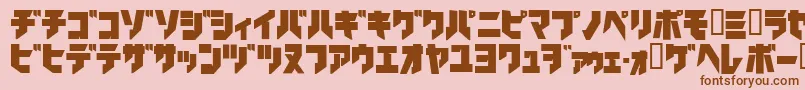 フォントIronkatakanablack – ピンクの背景に茶色のフォント
