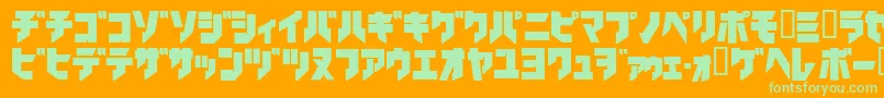 Ironkatakanablack Font – Green Fonts on Orange Background