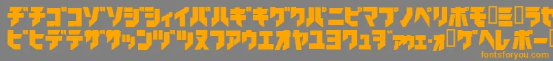 フォントIronkatakanablack – オレンジの文字は灰色の背景にあります。
