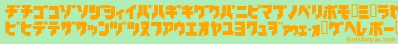 Ironkatakanablack-fontti – oranssit fontit vihreällä taustalla