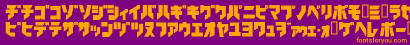 Ironkatakanablack-Schriftart – Orangefarbene Schriften auf violettem Hintergrund