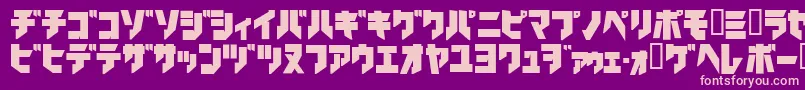 Ironkatakanablack-Schriftart – Rosa Schriften auf violettem Hintergrund