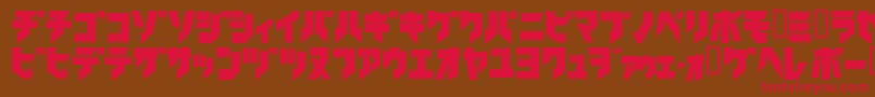 Ironkatakanablack-Schriftart – Rote Schriften auf braunem Hintergrund