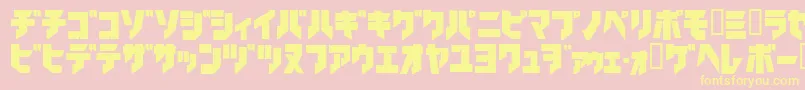 Ironkatakanablack-Schriftart – Gelbe Schriften auf rosa Hintergrund