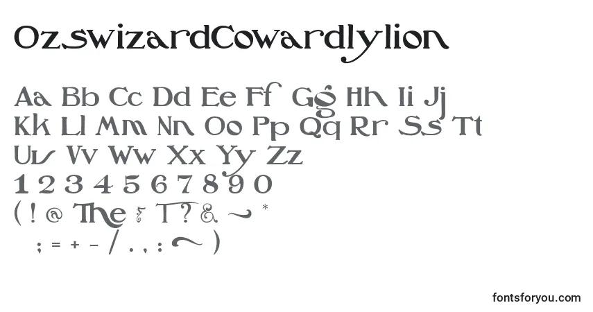 A fonte OzswizardCowardlylion – alfabeto, números, caracteres especiais