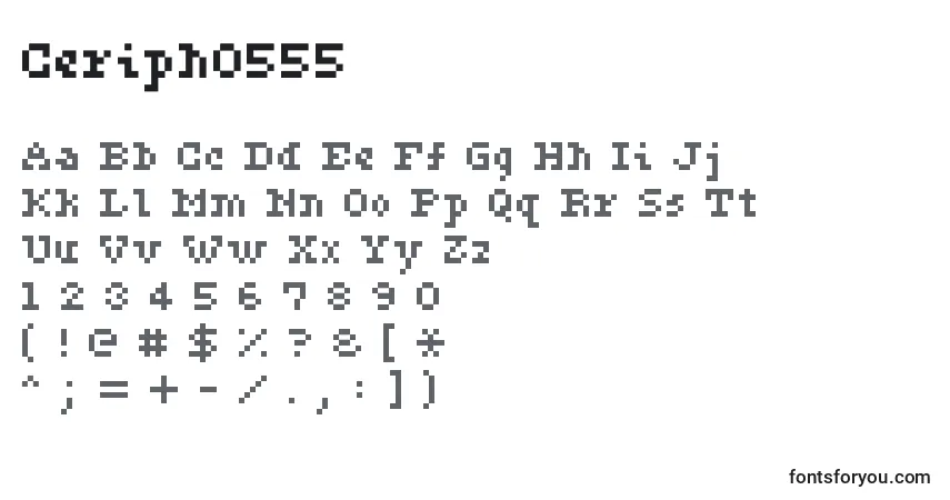 A fonte Ceriph0555 – alfabeto, números, caracteres especiais
